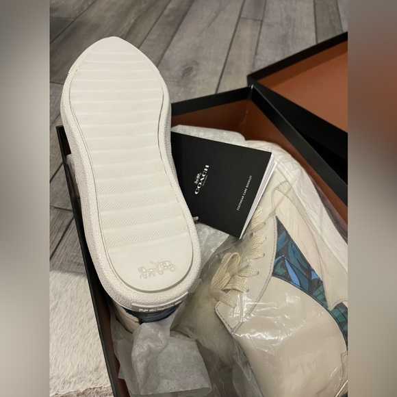 Coach soft smooth calf suede fur high top pointy toe sneakers size 7 - Picture 2 of 4